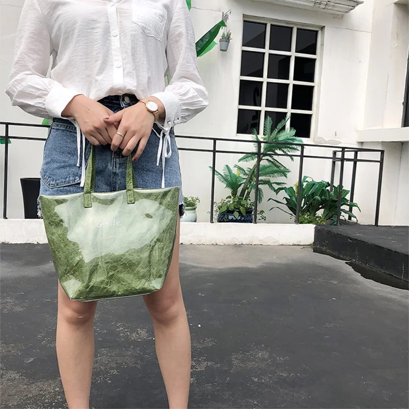 Высококачественная мягкая креативная Сумка-тоут из крафт-бумаги с большим