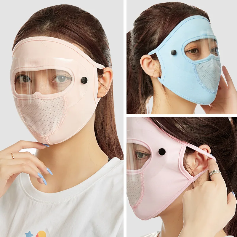 

Riding Mask Summer Ice Silk Fabric Cycling Windproof Anti-Dust Face Mask High Definition Glasses Anti-Fog Breathable Mask