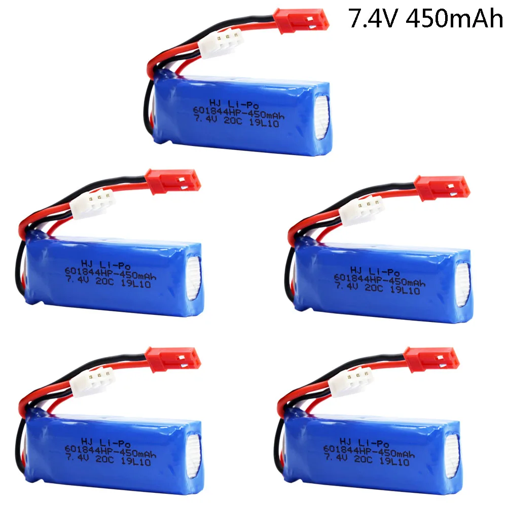 7 4 V 450mAh 20C Lipo батарея для WLtoys K969 K979 K989 K999 P929 P939 RC автозапчасти 2s v 601844 5 шт./лот|Детали