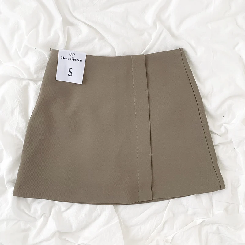 

ZAWAHIKI Korean Elegant Simplicity Women's Skirts Summer High Waist Buttocks A-line Skirts Solid Mini Skirts