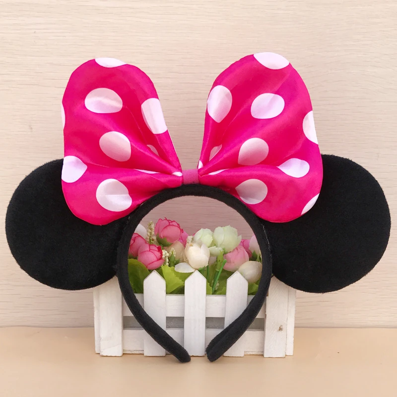 Navidad Mickey повязка на голову качественная блестящая с Минни черные ушки женские