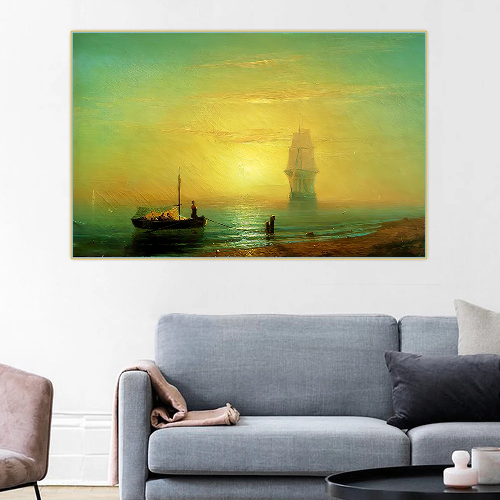 Цитон Ивана Айвазовского Sunset Заката На море 》 холст искусство картина маслом