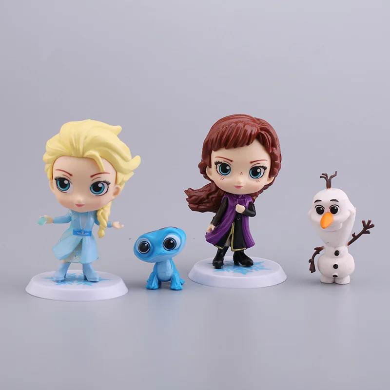 

4pcs/set Frozen 2 Disney Q Version Princess Elsa Anna Olaf Fire Lizard Pvc Model Toy For Kids Girl Birthday Xmas Gift Cake Decor