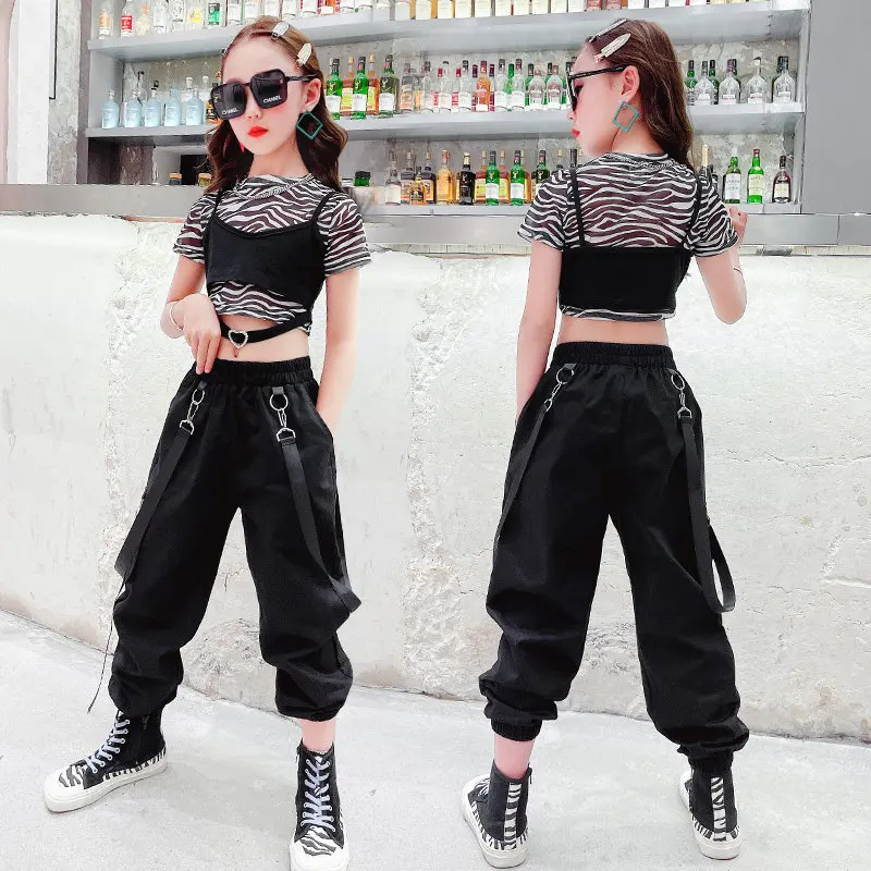 Фото Комплект для девочек-подростков уличная одежда в стиле хип-хоп короткий топ и