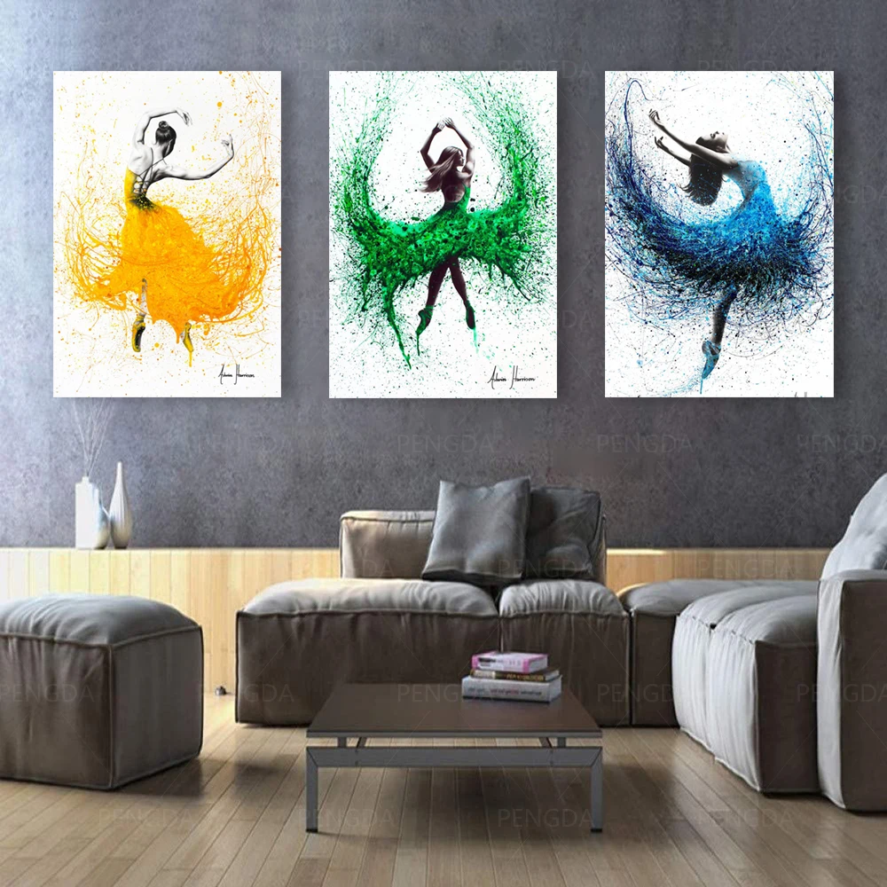 Плакаты с принтом для дома Настенная картина изображением танцев желтого