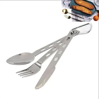 3pcs stainless steel spoon fork knife set outdoor tableware for camping picnic travel cutlery kitchen tool