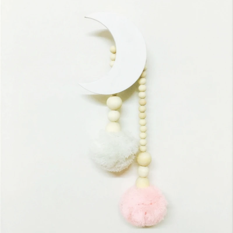 Милые крючки в форме Луны деревянная вешалка для одежды Настенный декор подвеска