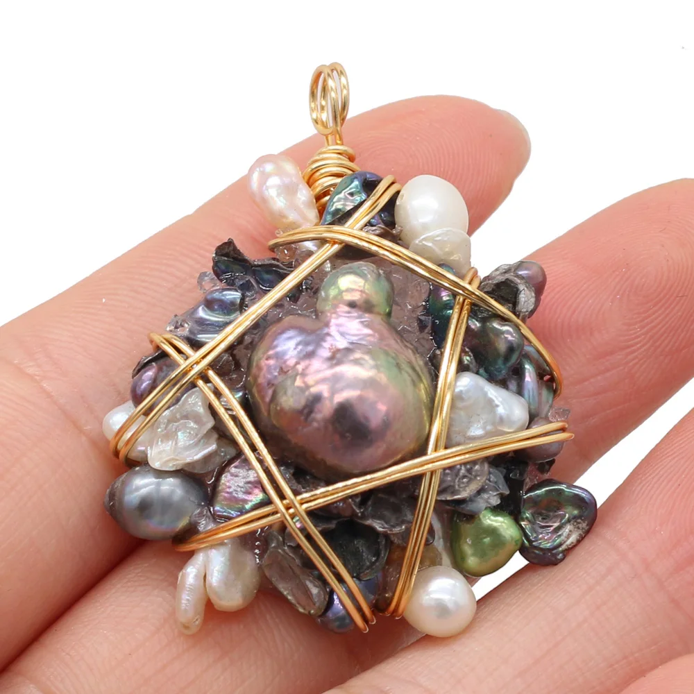 

Natural Stone Gem Pearl Crystal Bud Pendant Handmade Crafts DIY Necklace Earrings Jewelry Accessories Gift Making 35x50mm