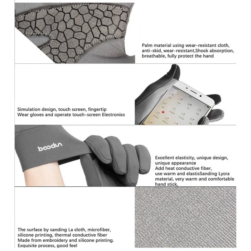 

BOODUN Winter Touchscreen Windproof Ski Gloves Men Women Sport Mittens