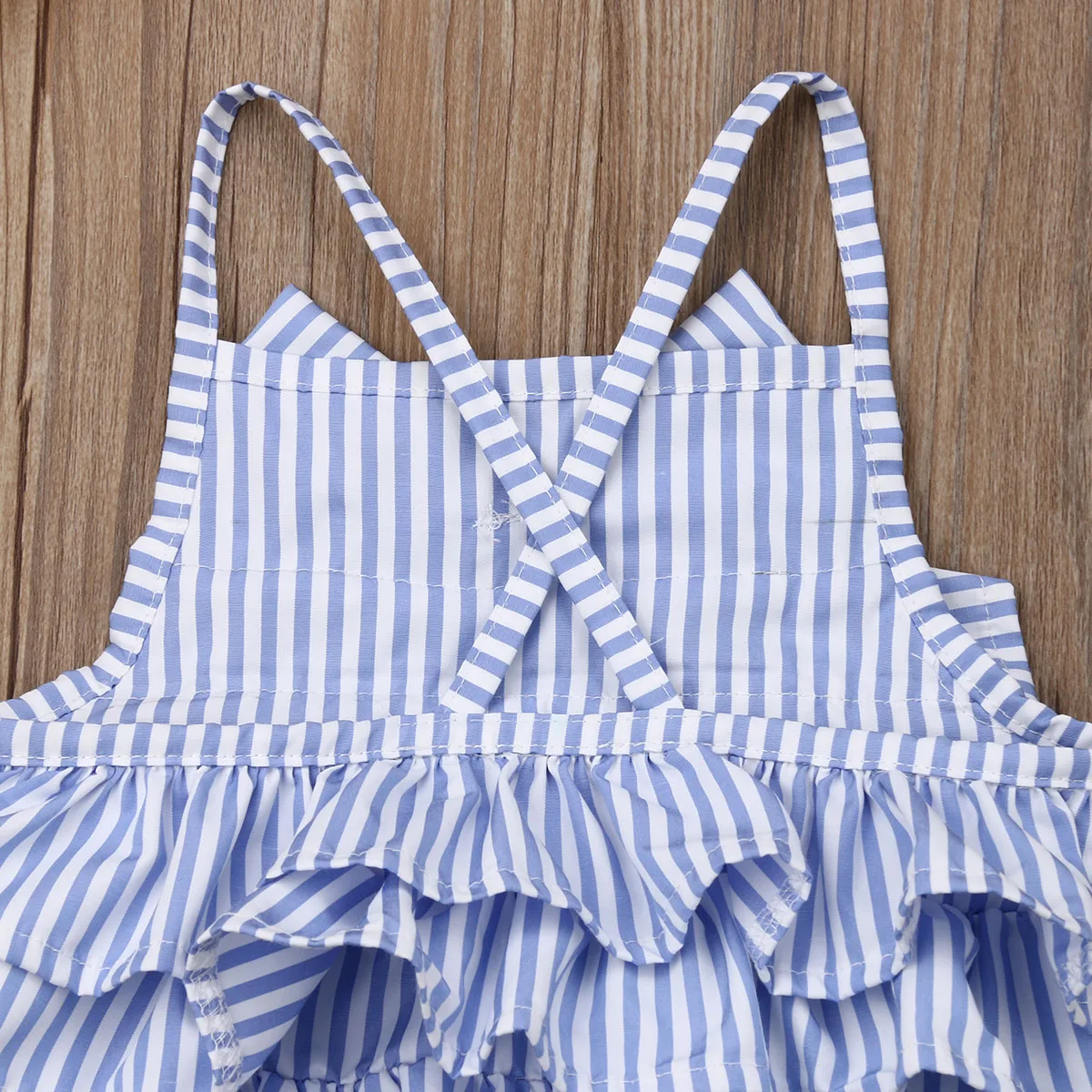 

Pudcoco Newbron Kids Baby Girls Ruffle Stripe Bow Bodysuit Summer Sleeveless Blackless Playsuit One Piece Cotton Outfit 0-18M