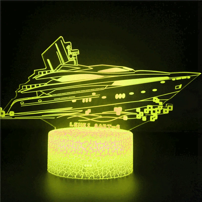 

Светильник 3D в стиле ретро для парусной лодки, современный светодиодный ночсветильник для яхты, иллюзия цветов, USB, украшение для стола в спа...