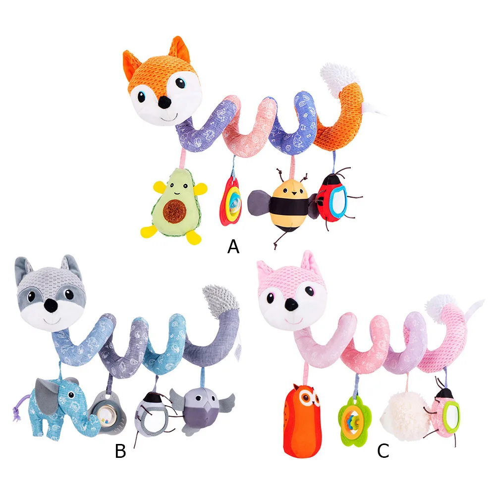 Soft Plush Infant Crib Mobile Bed Stroller Cartoon Animal Fox Toys Hanging Spiral Rattles Sound Paper Baby Early Educational Toy | Игрушки и