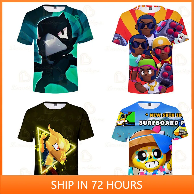 

Children's Kids Shooting Game Sandy Max Leon and Star 3d t shirts Fashion Boys Girls Harajuku Short Sleeve Coat Baby Clothes