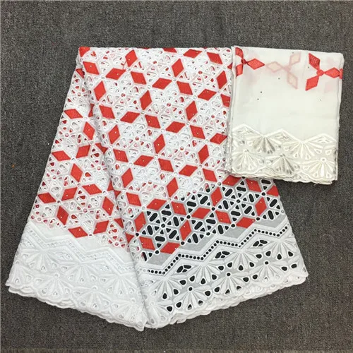 white red Африканская кружевная ткань швейцарская вуаль кружево высокое качество Базен riche getzner nouveau tissu батик ткань сетка lace5yard/setL1402 - Цвет: white red