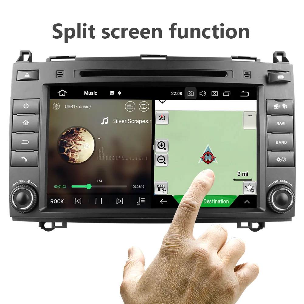 Eunavi 2 Din Android 9 Car multimedia DVD Radio GPS For Mercedes/Benz C Class W203 2004-2007 C200 C230 C240 C320 C350 CLK W209 | Автомобили