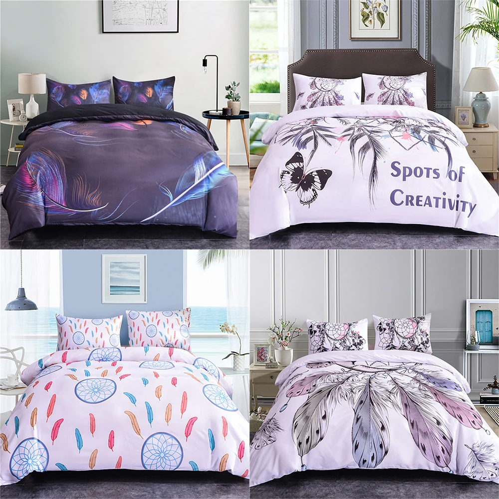 Домашний Комплект постельного белья с перьями роскошное покрывало Семейный