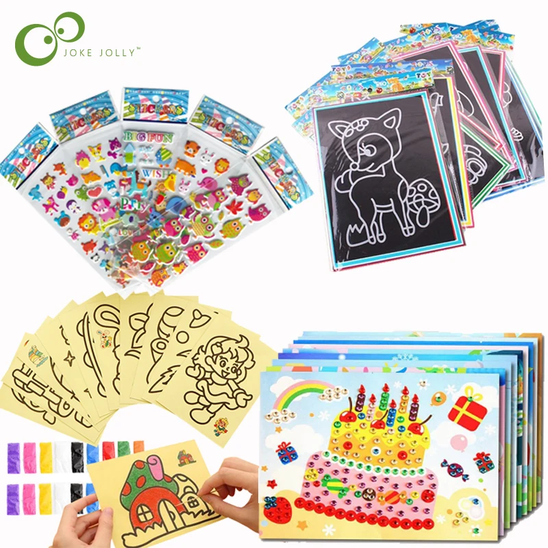 Детские самодельные игрушки для рисования наклейки царапины алмазная живопись