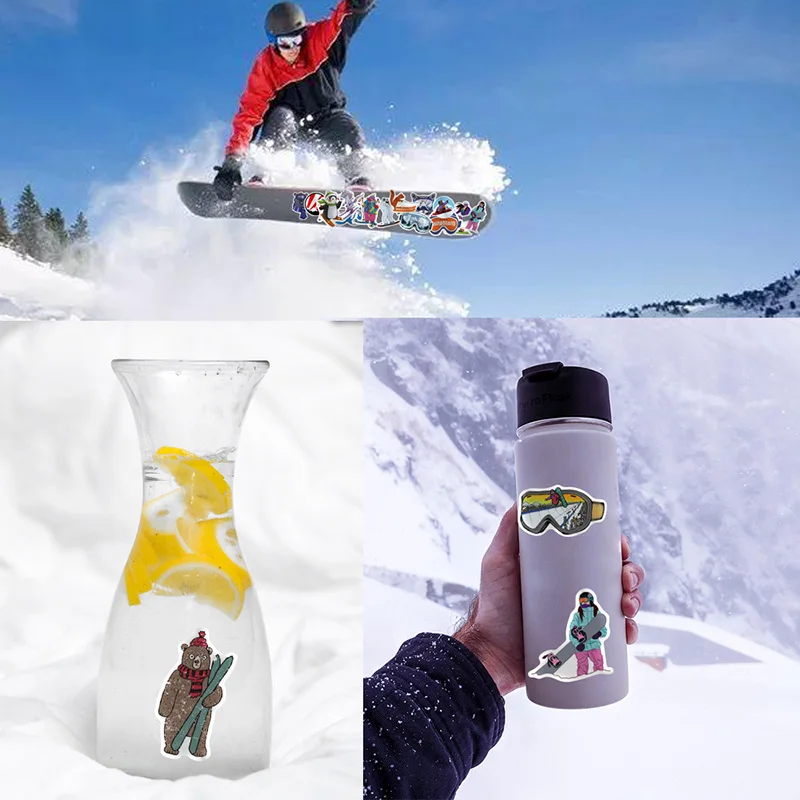 

50Pcs Winter Skiing Snow Mountain Graffiti Stickers Vinyl For Skateboard Snowboard Trunk PVC Ski Decal Kids Toy Stickers Pack