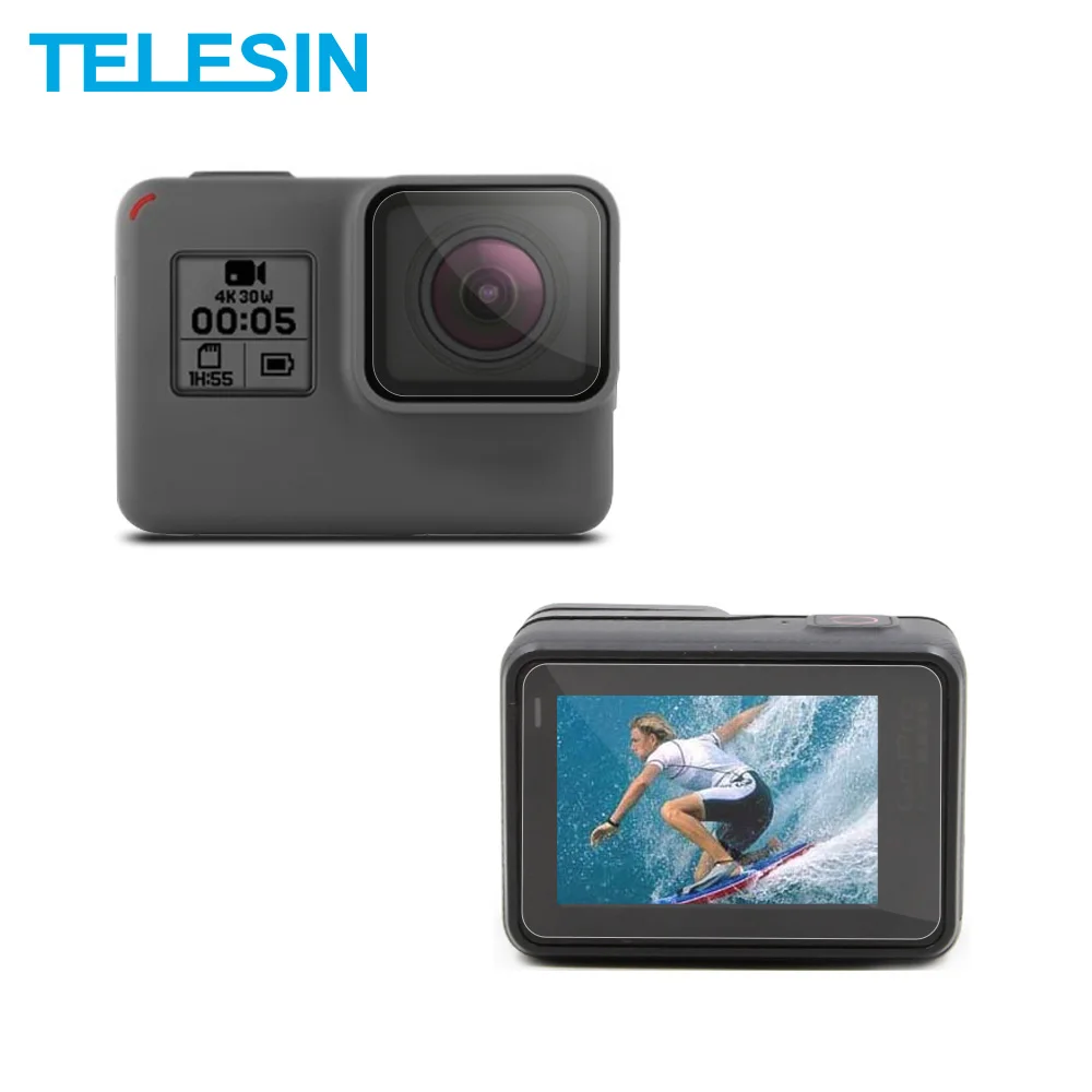 

TEELSIN-pantalla LCD de cmara + protectores de lente, conjunto de pelcula con pao de limpieza para GoPro Hero 7 6 Hero 5, acceso