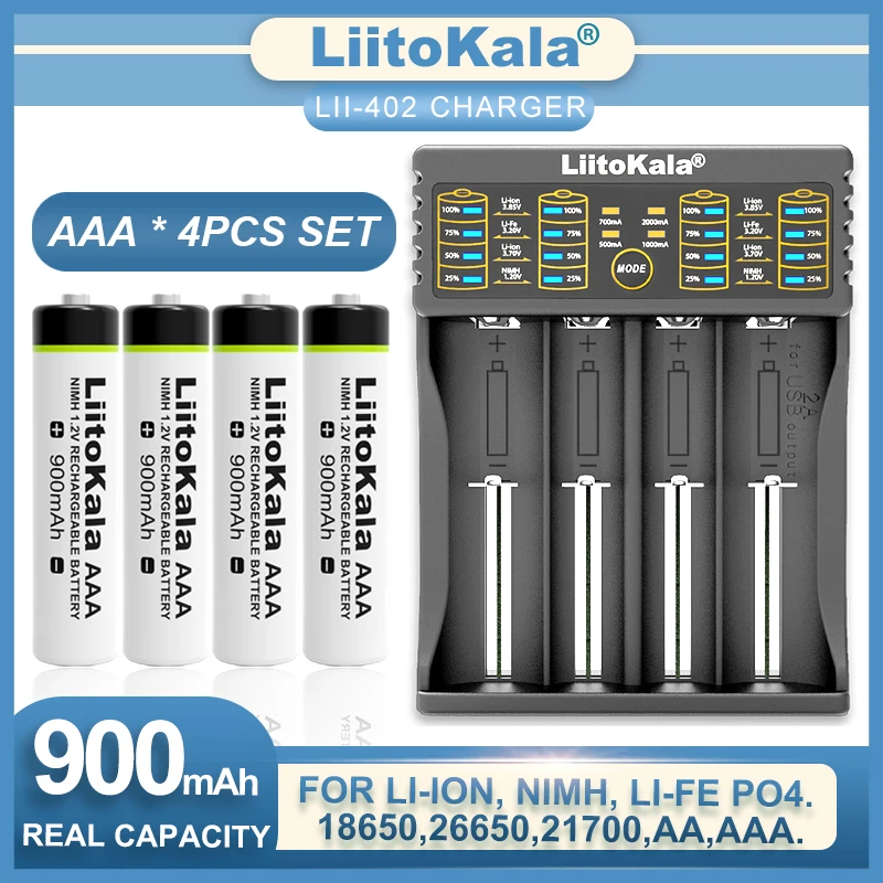 

2023 Liitokala Lii-402 Charger 1.2V AA 2500mAh AAA 900mAh Ni-MH Rechargeable Battery Temperature Gun Remote Control Mouse Toy