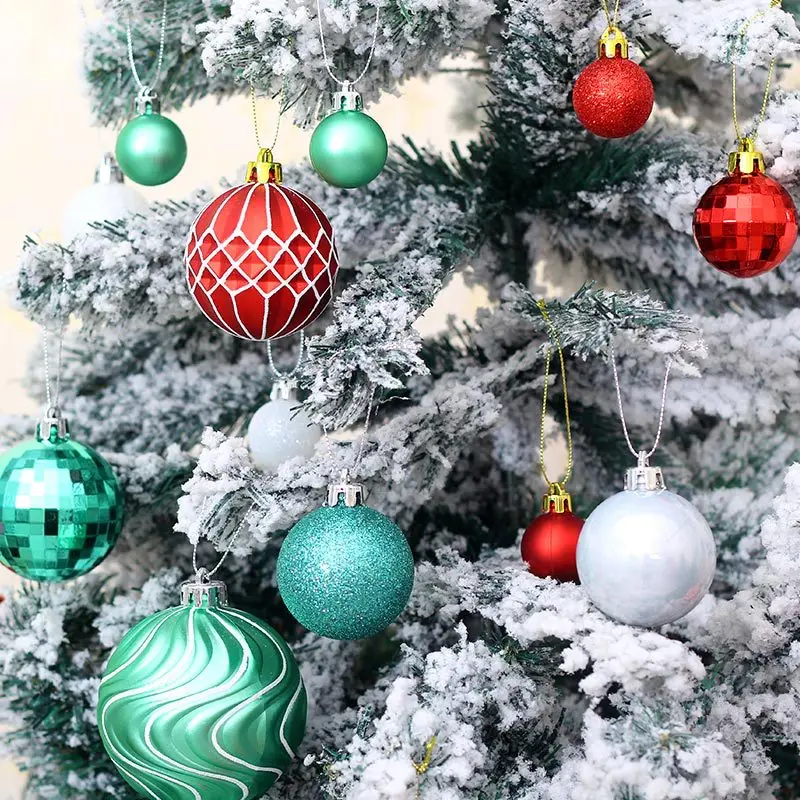 50 шт./лот, 3 см, 4 см, 5 см, 6 см, 8 см, украшение для рождественской елки, шар, блестящие безделушки, рождественские вечерние, расписные, Висячие шары, орнамент для украшения дома, подарок