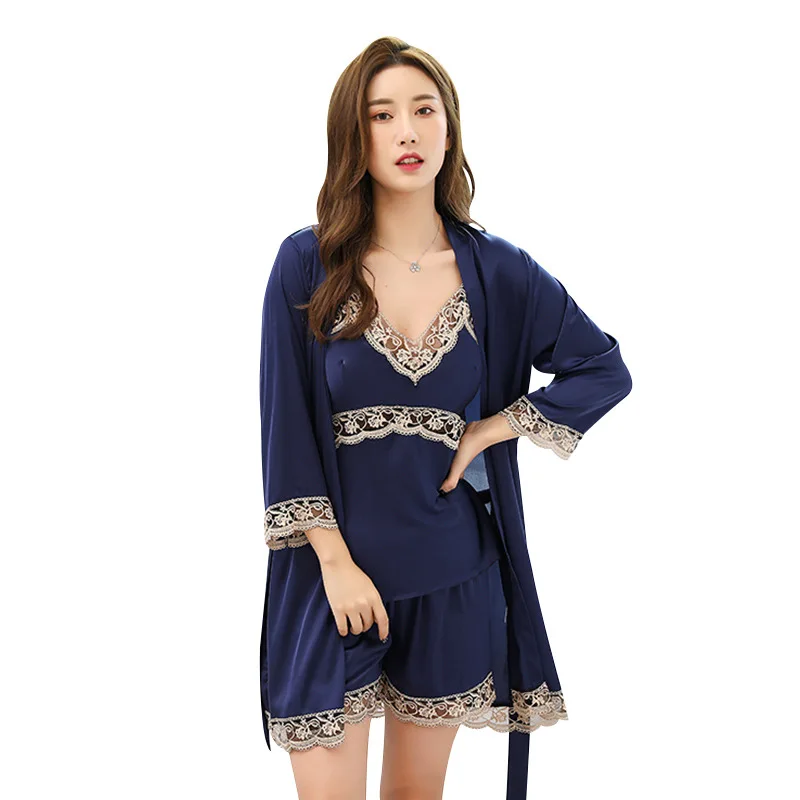 

Robe Sets Women's Sleepwear Satin Silk Women Robes Pajamas Bathrobe Woman Nightgown Lady Dressing Gown Spring Summer 2021