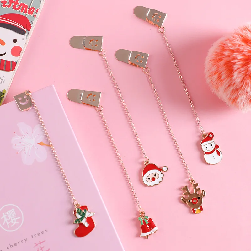

Cute Creative Christmas Pendant Bookmark Fresh Student Metal Clip Pages Bookmark Christmas Gift Bookmark Mold Bookmark for Books