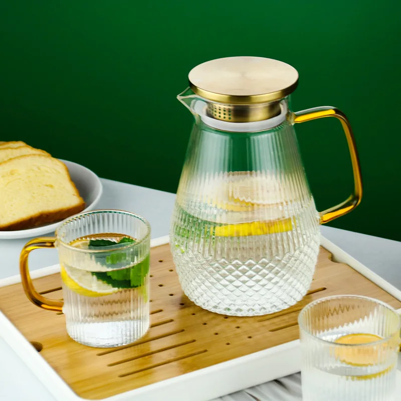 

Home explosion-resistant high temperature glass cold kettle flower teapot with lid filter glass lemon juice tie pot