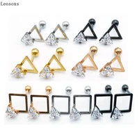 leosoxs 1 pcs korean version of simple and generous triangle square earrings earrings titanium steel hypoallergenic earrings