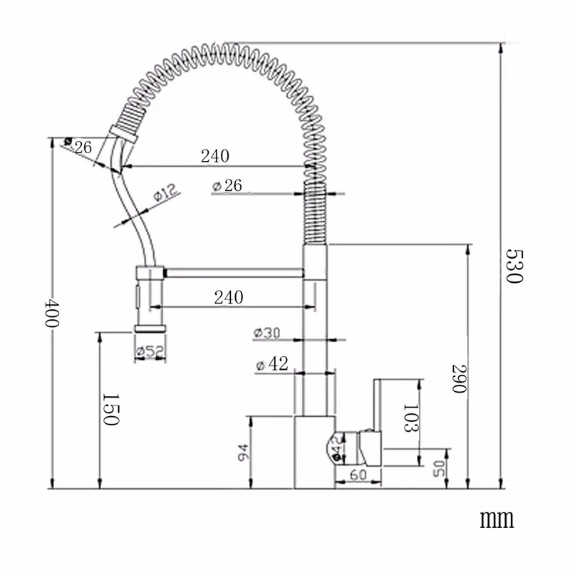 

Xueqin 360 Degree Rotation Pull Out Kitchen Faucets Brushed Nickel Finished Single Handle Tap Spout Water Mixer Tap Deck Mounted