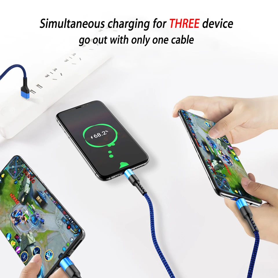 3 в 1 кабель Micro USB Type C 5A для быстрой зарядки Xiaomi Mi 9 10 Ultra Redmi Note 8 iPhone 11 Pro 7 C|Кабели