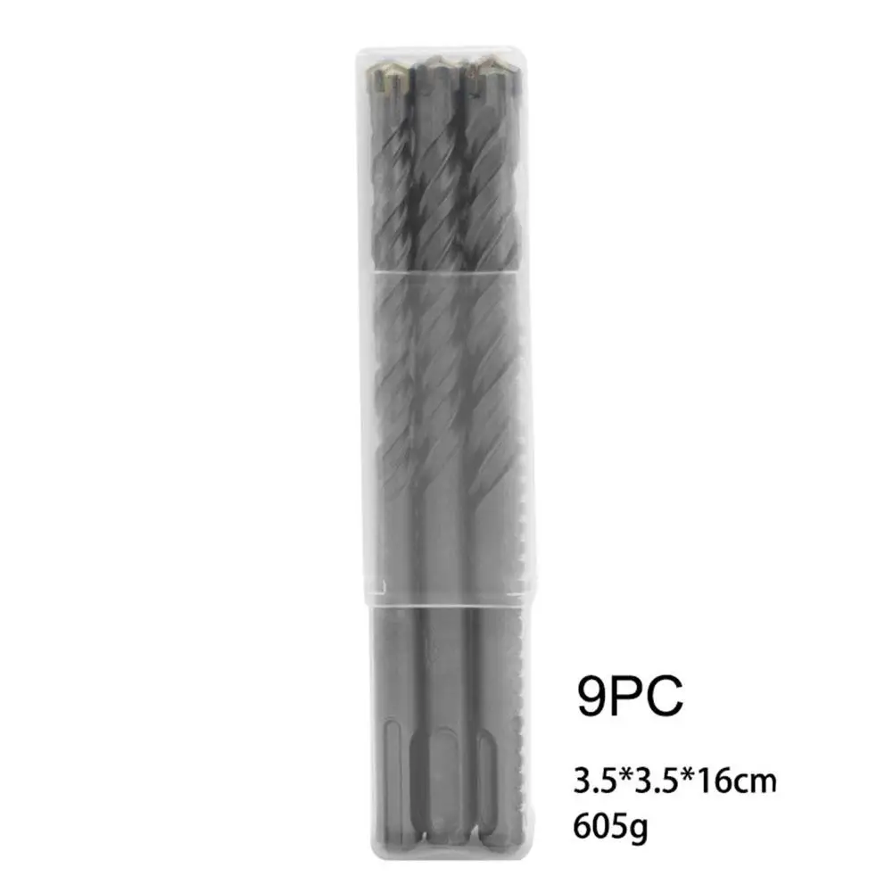 

9Pcs/Set Hard Alloy Drill Bit Set with Round Shank for Concrete Wall