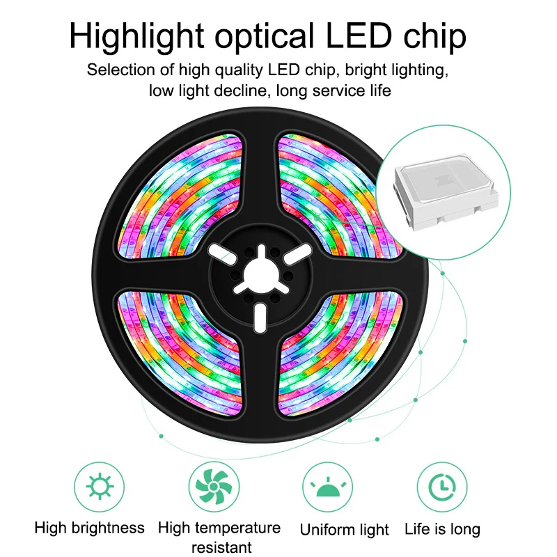 

5M Led Light Strip Bluetooth RGB 2835 USB Powered DC5V TV Backlights LED Lights with Remote for TV Home Bedroom Decoration