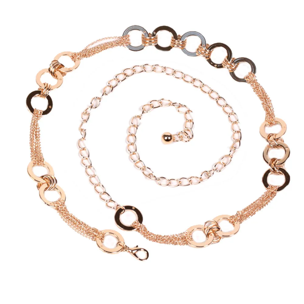 

New Women Harajuku Waistband Fashion Vintage Waist Belts Narrow Metal Chain Hollow Waist Chain Ladies Dress Belt Accessories