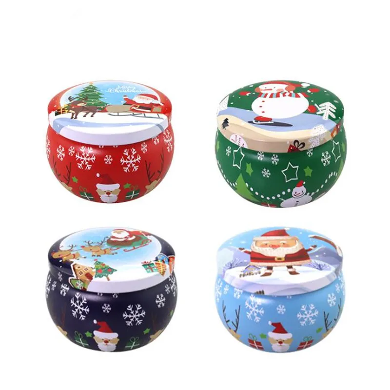 

4PCS Christmas Candle Scented Christmas Candles Floral Tin Can Fragrance Handmade Scented Candles Nature Soy Wax Candle Parfumee