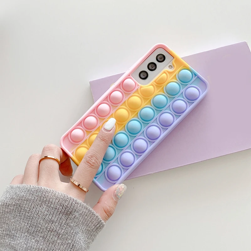 Чехол для снятия стресса Pop Bubble Relief для Samsung Galaxy S21 S20 S10 S9 S8 Plus Note 20 Ultra 10 9 8 J4 J6 A6 J8 2018.
