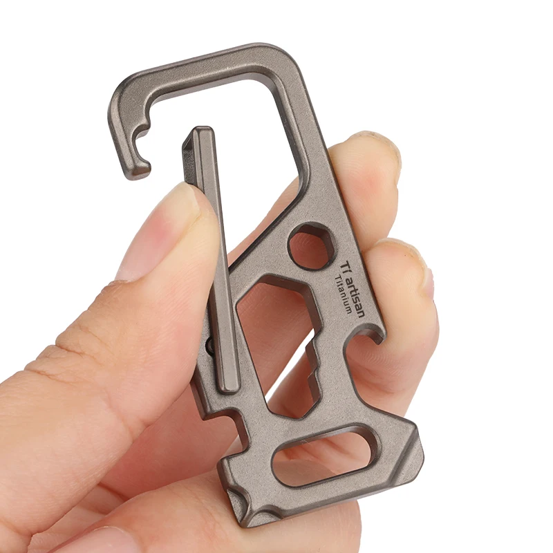 

Tiartisan newest Outdoor Titanium TC4 Carabiner snap hook Screwdriver Bottle Opener Keychain Quick relase safety buckle EDC Tool