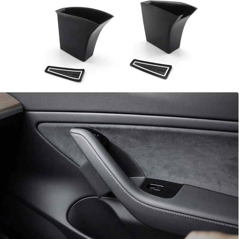 

Auto Door Side Armrest Box Storage Handle Tray Organizer Container -Holder Box for Tesla Model 3