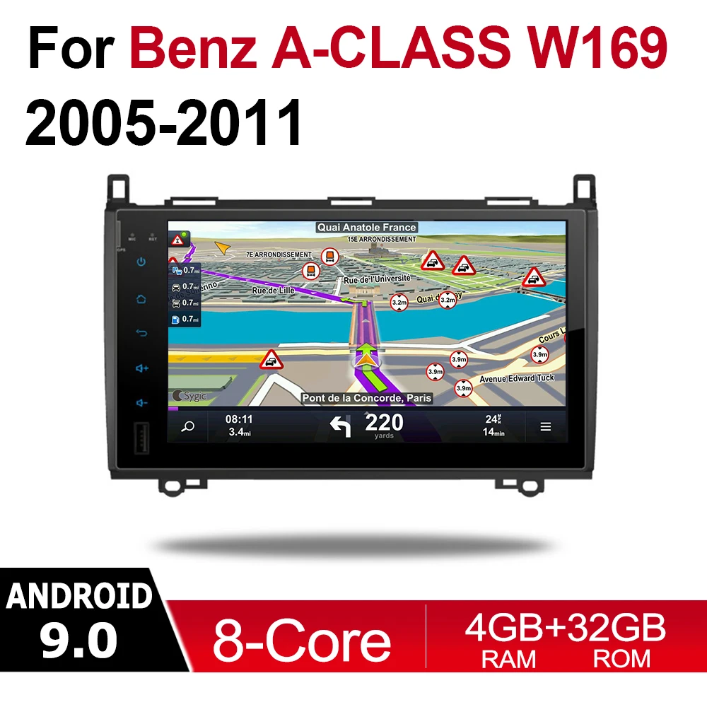 Автомобильный мультимедийный плеер Android 9 авто радио для Mercedes Benz A B Class W169 2005 ~ 2011 NTG