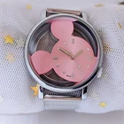 Женские часы с аниме-рисунком Reloj, новые часы известного бренда с кристаллами, женские кварцевые часы с сетчатым ремешком Микки