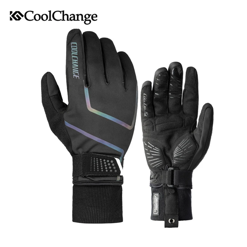 

Зимние перчатки для велоспорта, мужские перчатки для езды на велосипеде и мотоцикле, теплые водонепроницаемые ветрозащитные перчатки с сен...
