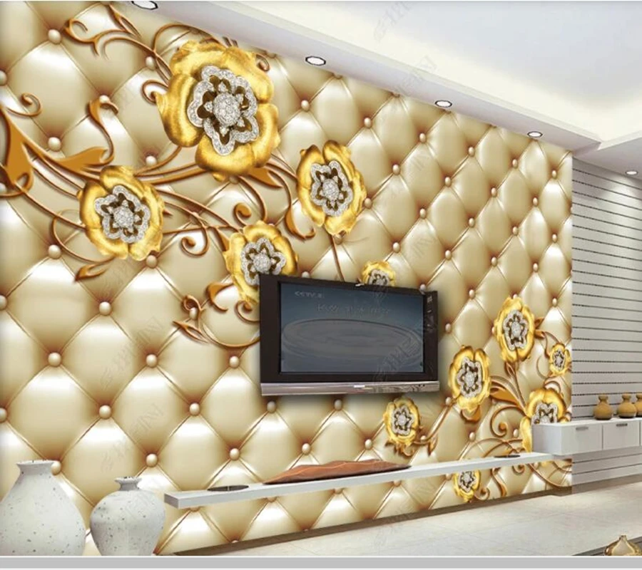 

Papel de parede Leather soft bag jewelry flower luxury 3d wallpaper,living room tv wall bedroom home decor bar ktv mural