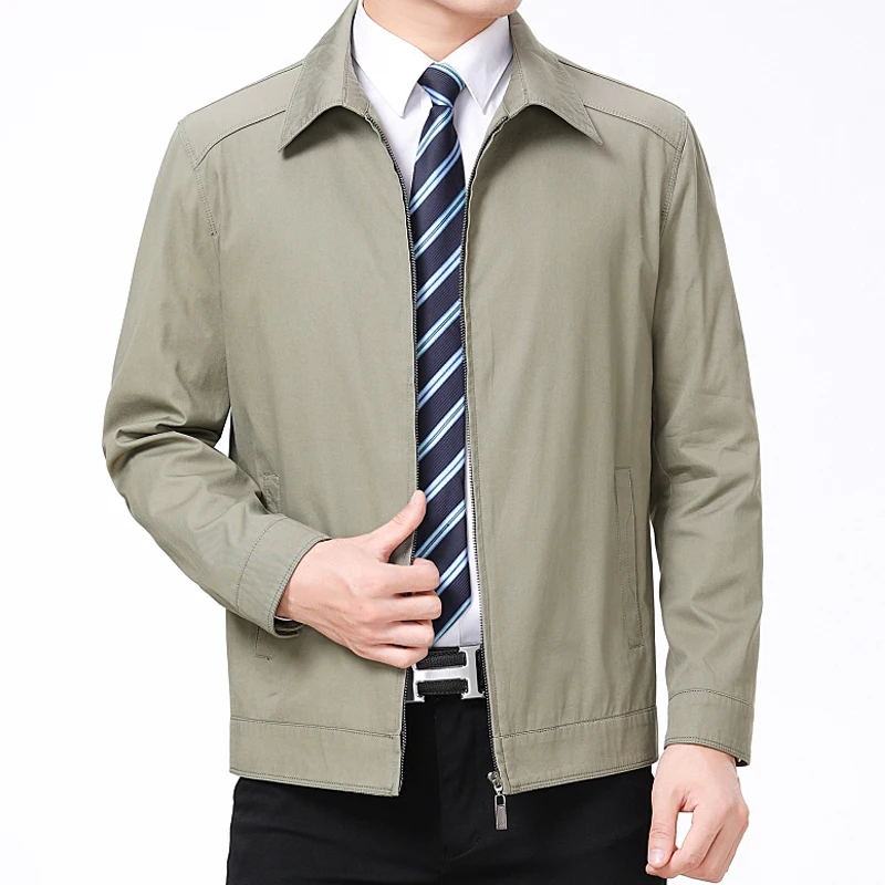 Мужское деловое повседневное однотонное пальто Mu Yuan Yang на молнии облегающая