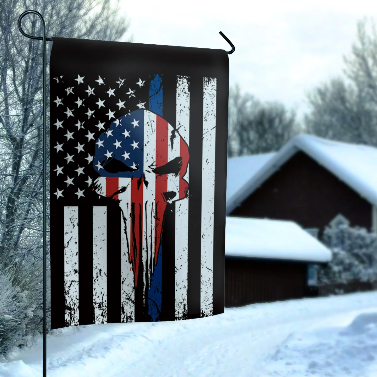 Садовый флаг Каратель Череп синяя линия американский дом полиэстер для сада