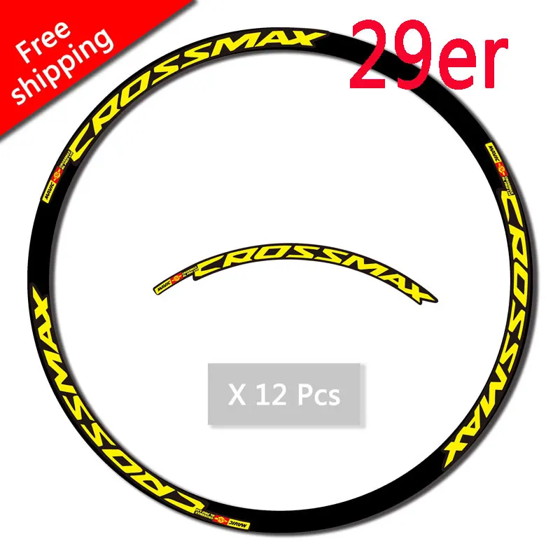29 inch Yellow CROSSMAX углеродный обод велосипеда наклейка 26 27,5 29er велосипедные аксессуары MTB DH гоночный велосипед наклейка водонепроницаемый солнцезащитный крем - Color: 29 inch Yellow