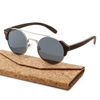 ebony wood sunglasses men and women brand designer polarized round sun glasses uv400 handmade vintage shades