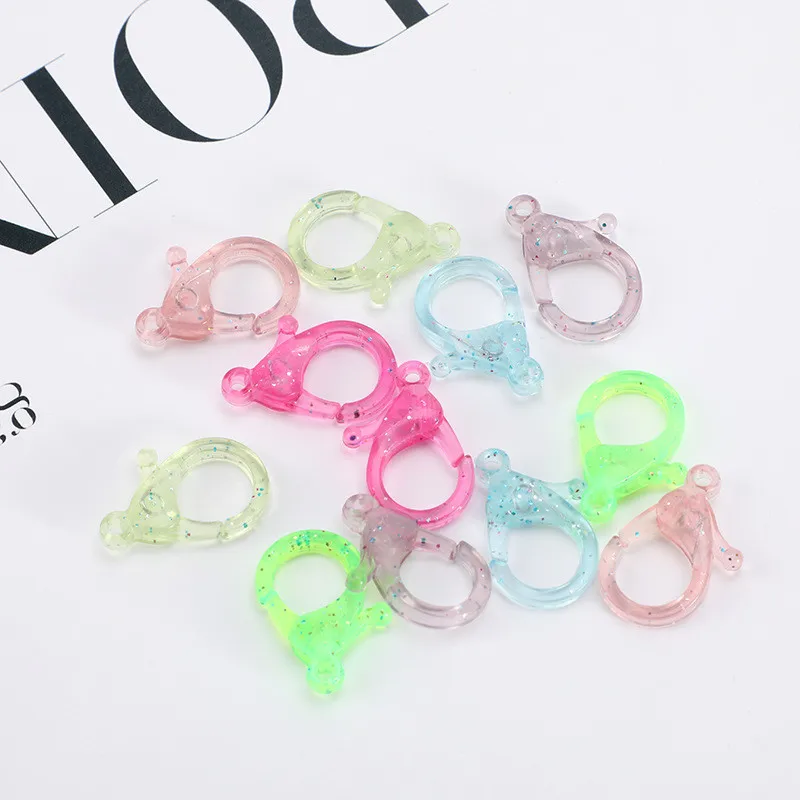 

30pcs/lot Lobster Transparent Candy Color Plastic Clasp DIY Keychain Bracelet For Jewlery Making Findings