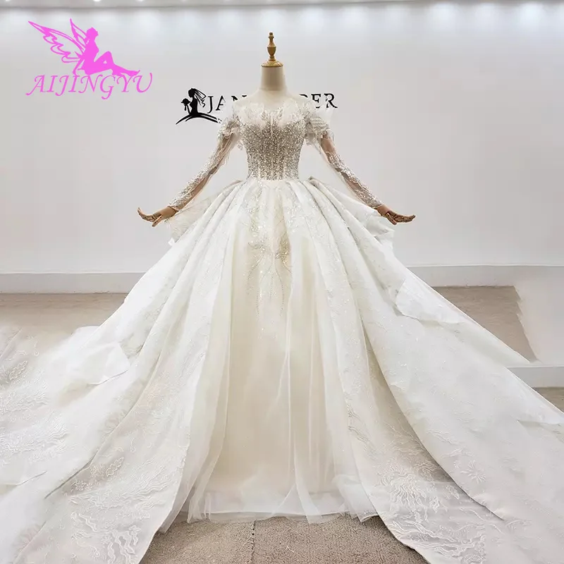 

AIJINGYU удивительные платья саудовские платья классические белые свадебные иллюзии Горячие итальянские гоуны Свадебное бальное платье