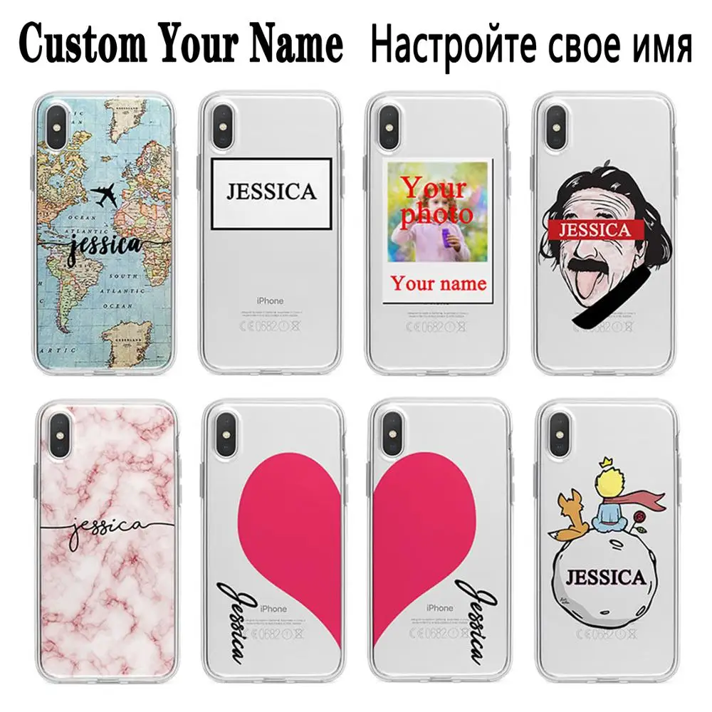 DIY Name Picture Custom Marble Case Cover For iPhone 11 Pro X XR XS Max 5 5s SE 6 6s 7 8 Plus Personalized |