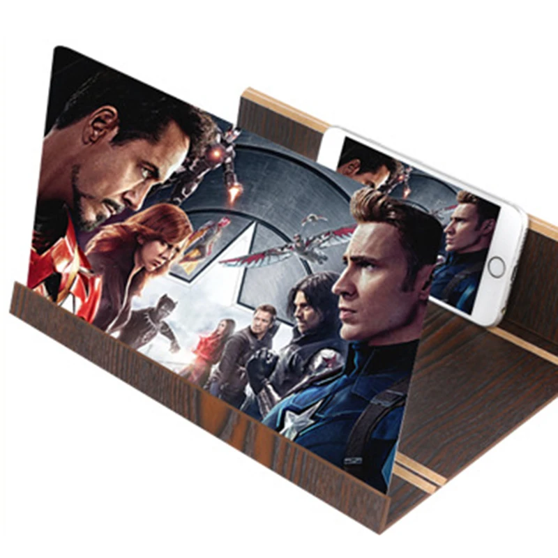 

12 Inch Desktop Folding Wood Bracket Mobile Phone Screen Magnifier 3D HD Video Amplifier Holder Mobile Phone Stand